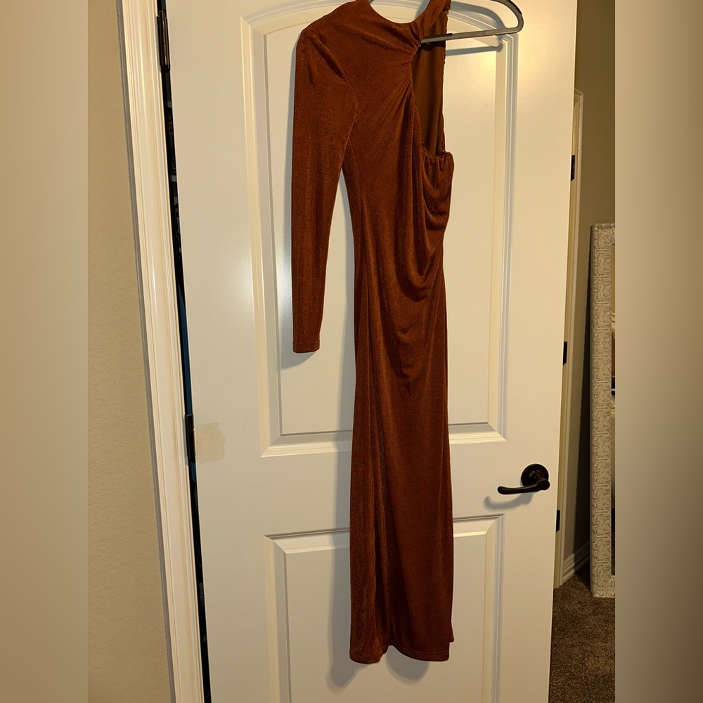 Misha Copper One-Shoulder Dress